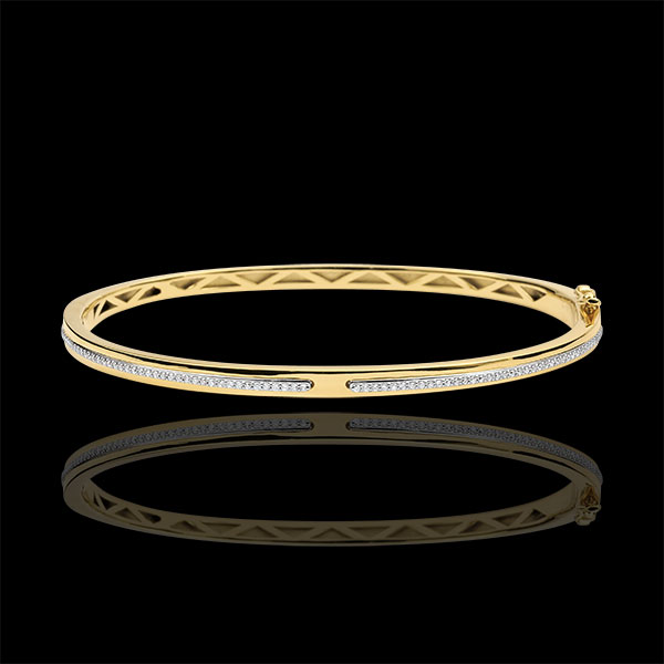 Bracelet Jonc Promesse - or jaune 9 carats et diamants