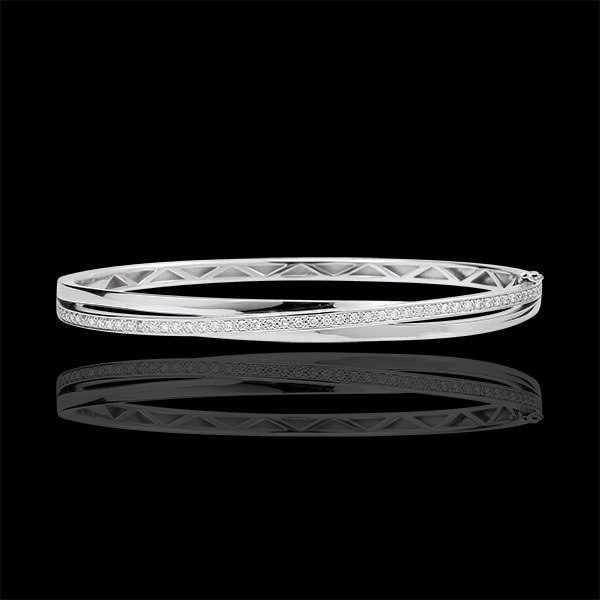 Bracelet Jonc Saturne Diamant - or blanc 9 carats