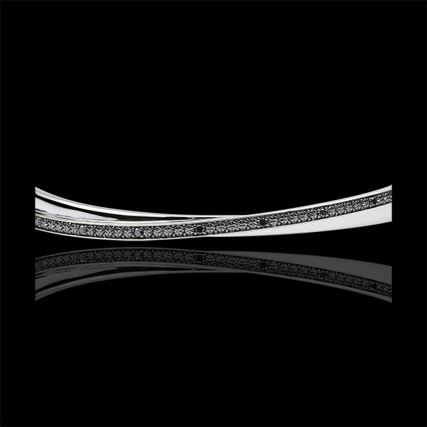 Bracelet Jonc Saturne Duo - diamants noirs - or blanc 9 carats