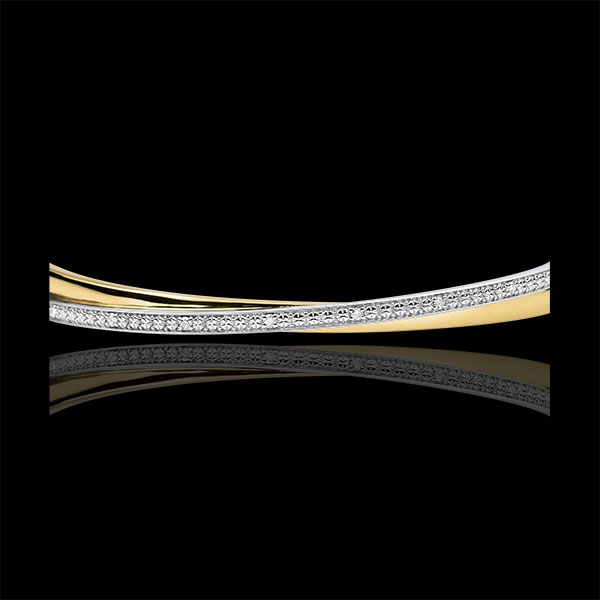 Bracelet Jonc Saturne Duo - diamants - or blanc et or jaune 18 carats