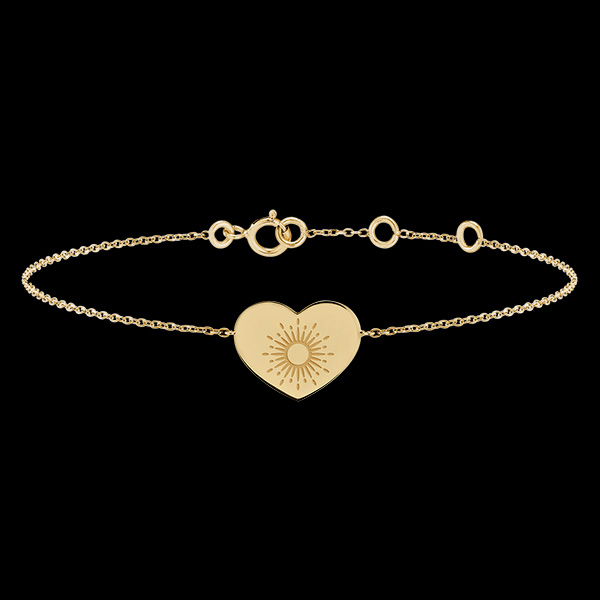 Bracelet médaille coeur gravée - or jaune 9 carats - Collection Les Grigris - Edenly Yours