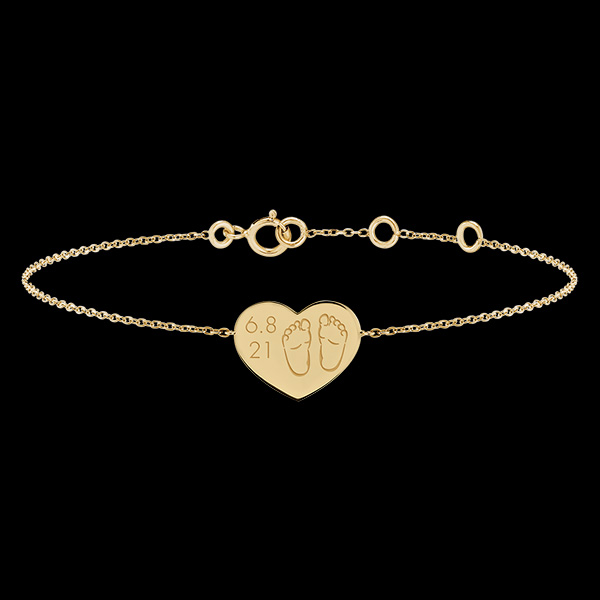 Bracelet médaille coeur - or jaune 9 carats - Collection Baby Yours - Edenly Yours