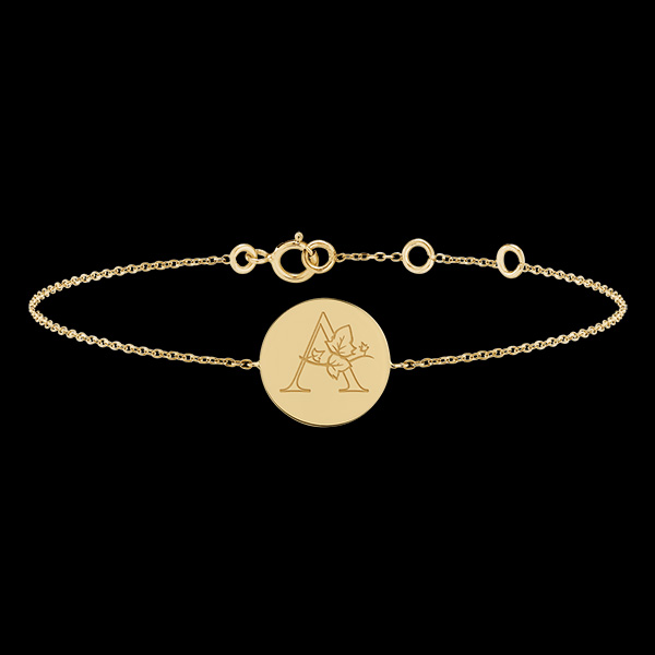Bracelet médaille ronde gravée - or jaune 9 carats - Collection ABC Yours - Edenly Yours