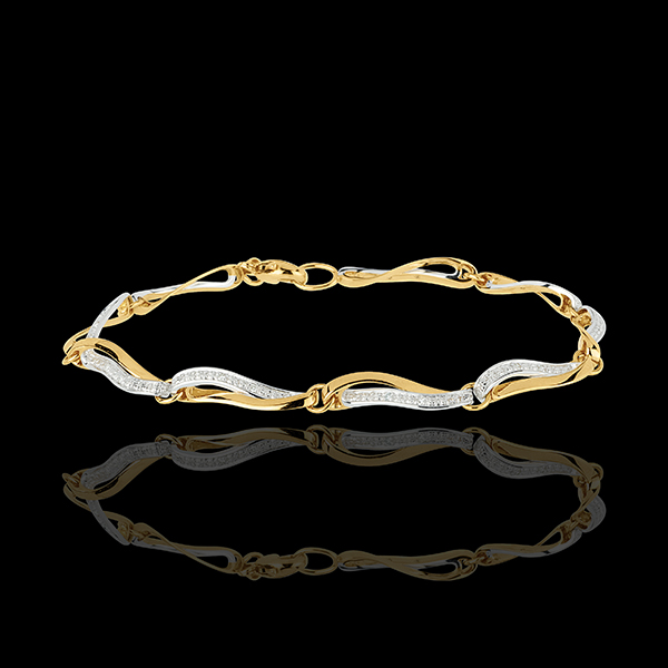 bracelet ondes du Nil deux ors et diamants - or blanc et or jaune 18 carats