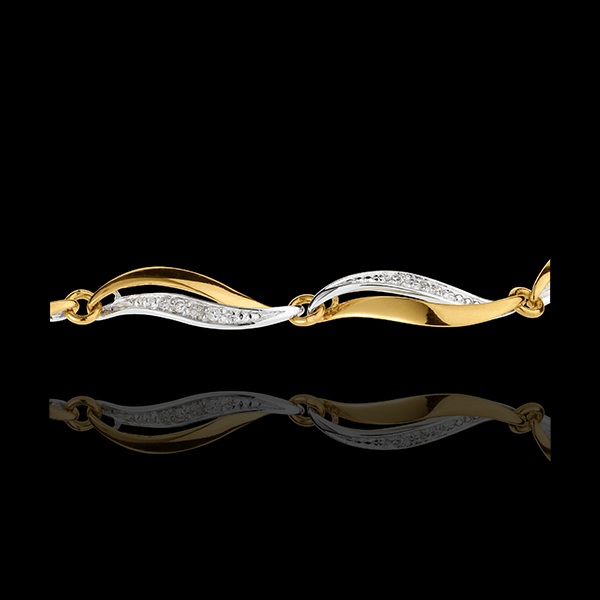 Bransoletka Splot - 22 diamenty - złoto białe i złoto żółte 18-karatowe