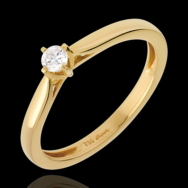 Carriage Solitaire Ring - diamond 0.11 carat - yellow gold 