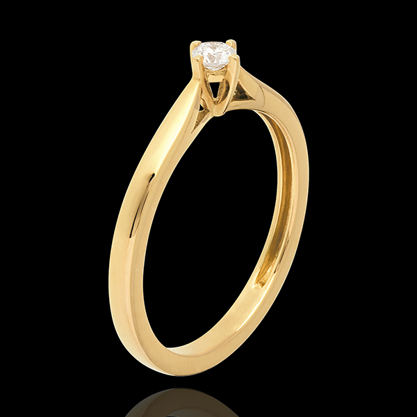 Carriage Solitaire Ring - diamond 0.11 carat - yellow gold 