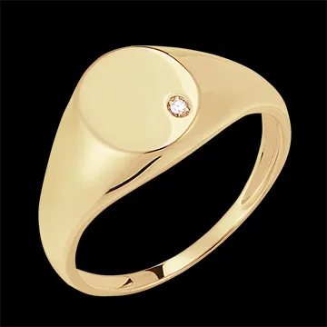 Anello Chiaroscuro - Chevalière Achille - oro giallo 9 carati e diamante