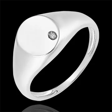 Anello Chiaroscuro - Chevalière Achille - oro bianco 9 carati e diamante
