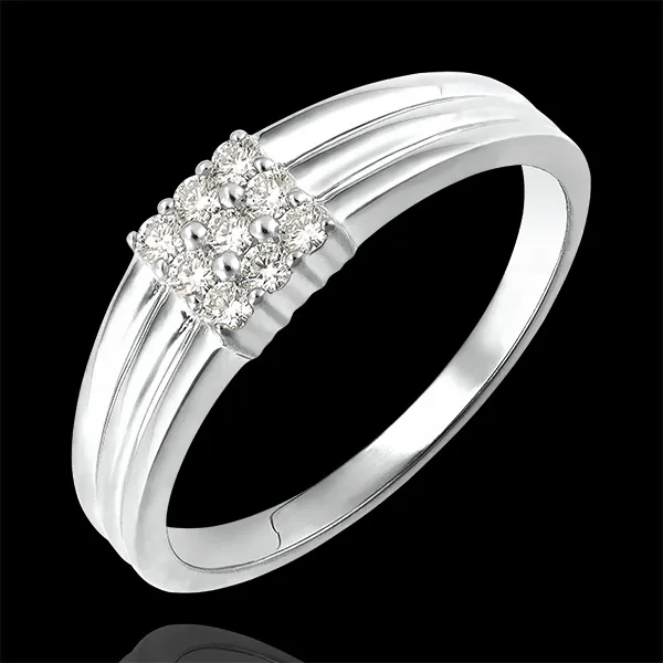 Ring Chiaroscuro - Pavé diamanten - 9 karaat witgoud en diamanten