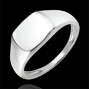 Ring Chiaroscuro - Zegelring Énée - 18 karaat witgoud