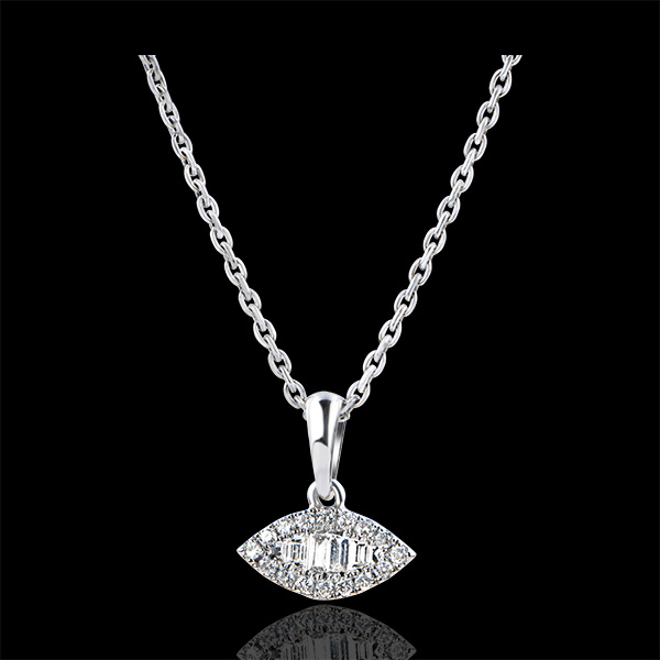 Ciondolo Abbondanza - Sguardo Levante - oro bianco 9 carati e diamanti