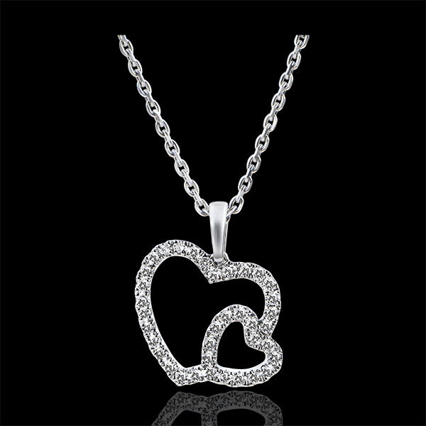 Ciondolo Abundance - Double Heart - white gold 9 carats and diamonds