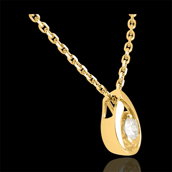 Ciondolo Lacrima diamante - Oro giallo - 18 carati - Diamante - 0.21 carati