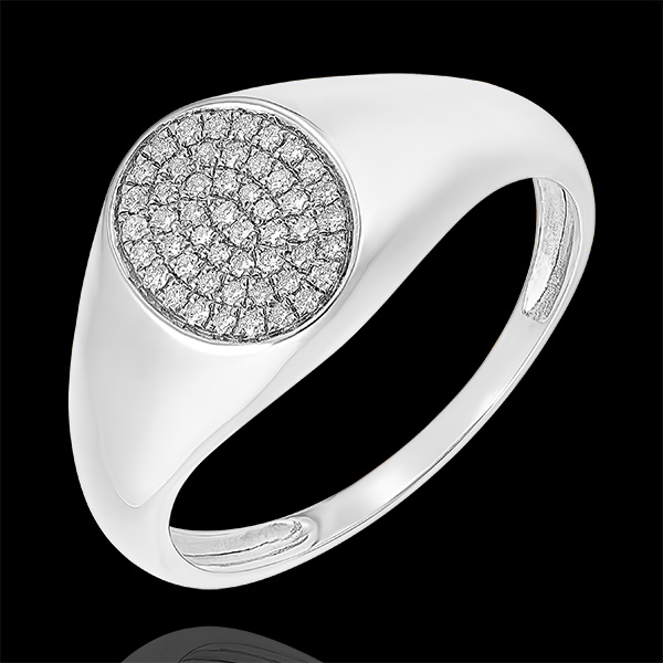 Bague Clair Obscur - Chevalière Achille Diamants - or blanc 9 carats et diamants
