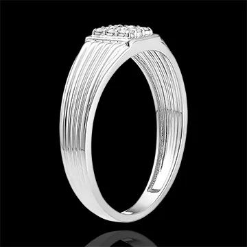 Bague Clair Obscur - Chevalière Pavé - or blanc 18 carats et diamants
