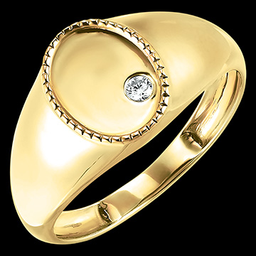 Bague Clair Obscur - Chevalière Auguste - or jaune 9 carats et diamant