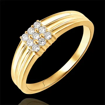 Bague Clair Obscur - Pavé Diamants - or jaune 9 carats et diamants