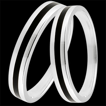 Clair Obscur Duo Wedding Bands – White Gold and Lacquer – 18 Carat