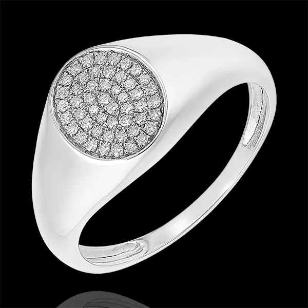 Bague Clair Obscur - Chevalière Achille Diamants - or blanc 9 carats et diamants