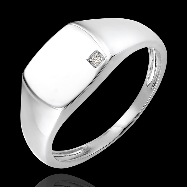Clair Obscure Ring - Aeneas Signet Ring - white gold 18 carats and diamond