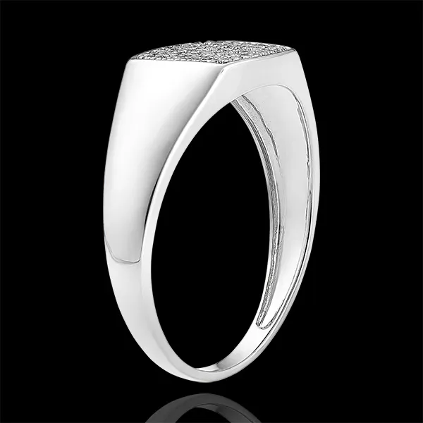 Anillo Claro-Oscuro - Anillo de Sello Diamantes Eneas - oro blanco de 18 quilates y diamantes