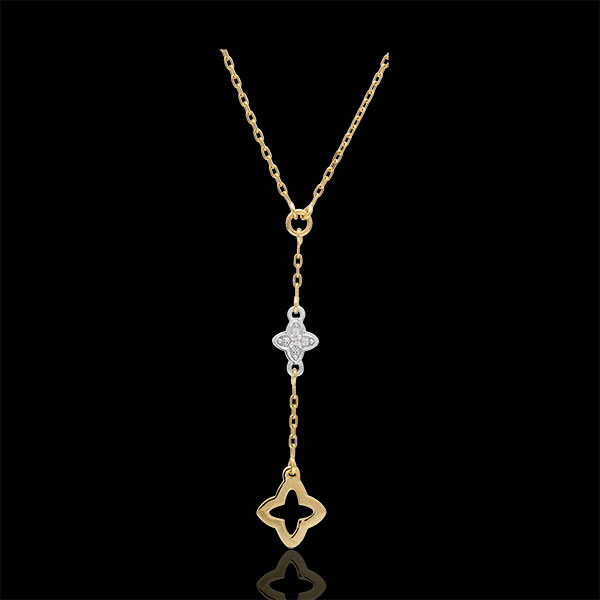 Collana Augusta - Oro bianco e Oro giallo - 9 carati - 1 Diamante