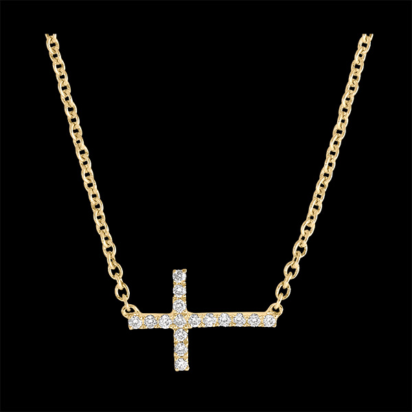 Collana Freschezza - Croce - oro giallo 9 carati e diamanti