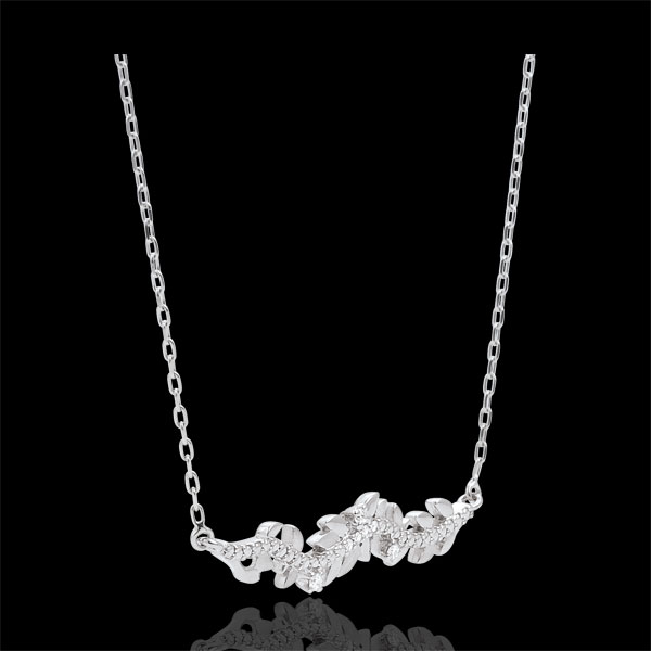 Collana Giardino Incantato - Fogliame Reale - Oro bianco - 9 carati- Diamanti