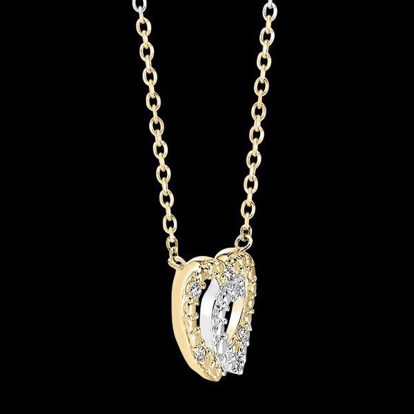 Collana Prezioso Segreto - Cuori Complici - oro bianco e oro giallo 18 carati e diamanti