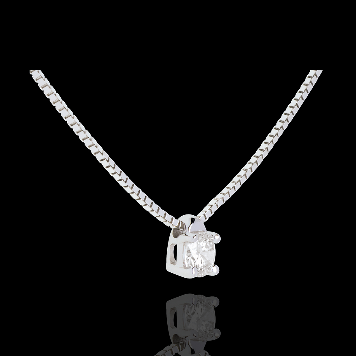 Collana Punto Luce In Oro Bianco 18k Con Diamante Naturale - Made In Italy, Lavorazione Artigianale
