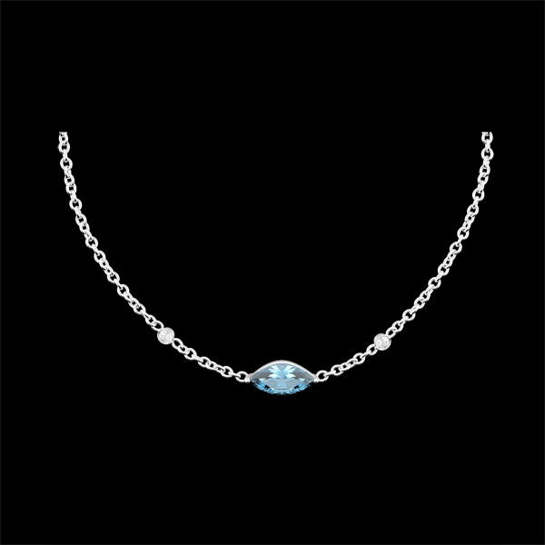 Collana Sguardo d'Oriente - topazio blu e diamanti - oro bianco 9 carati