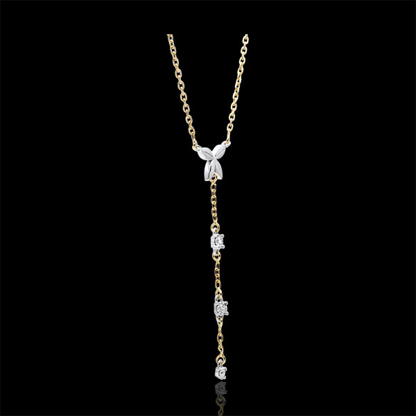 Collana Soffio Leggero - Oro bianco e Oro giallo - 9 carati - 3 Diamanti