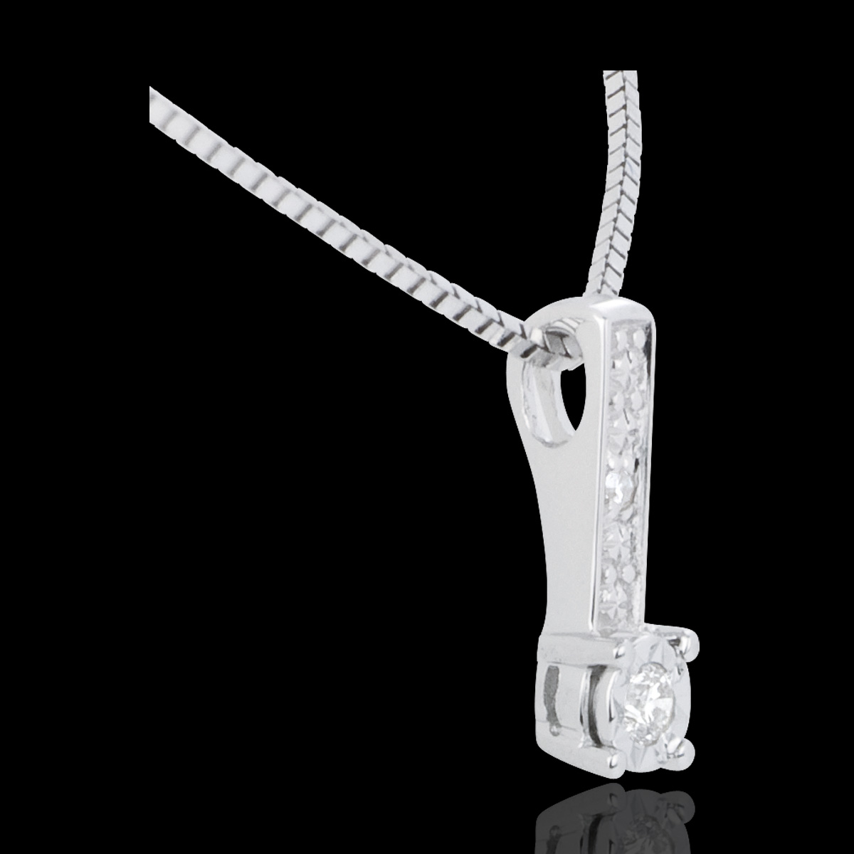 Collana Naava Con Pendente In Oro Bianco 9K E Diamante Bianco Rotondo – Gioiello Regalo Con Certificato