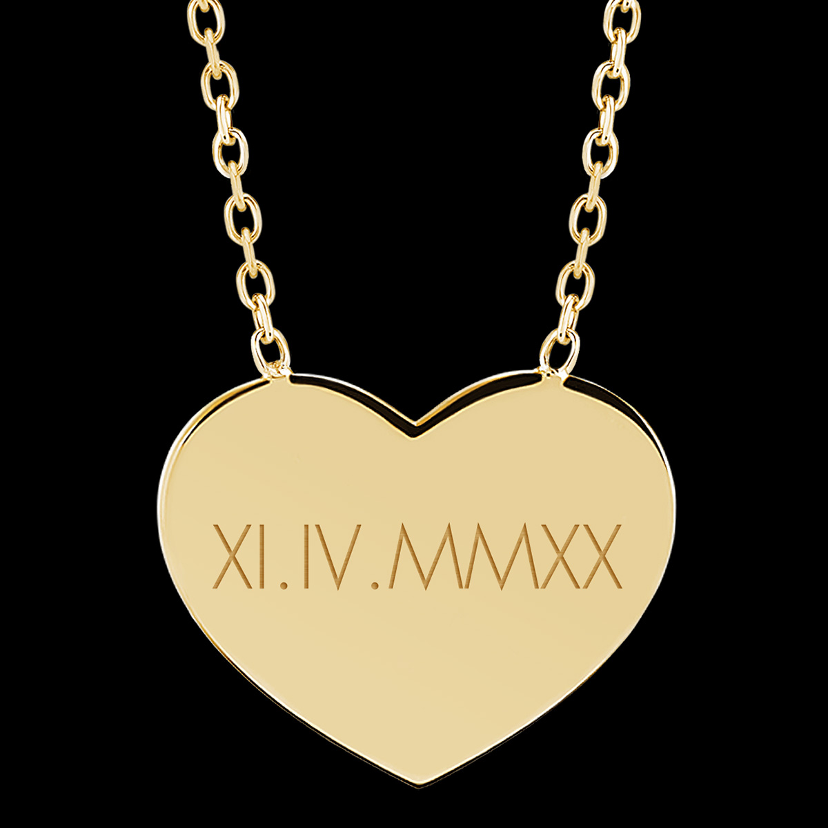 Collar con medalla grabada en forma de corazón - Oro de 9 quilates - Colección Lovely Yours - Edenly Yours : joyas Edenly