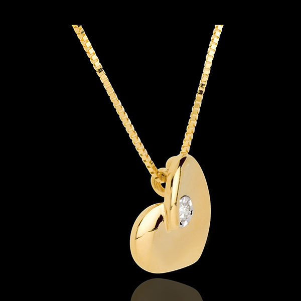 Colgante de oro amarillo de 9 quilates con forma de corazón con diamante «I Love You» 