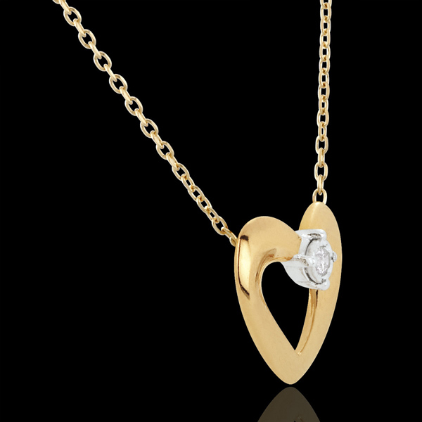 Collar Corazón - oro amarillo 9 quilates y diamante - 45 cm.