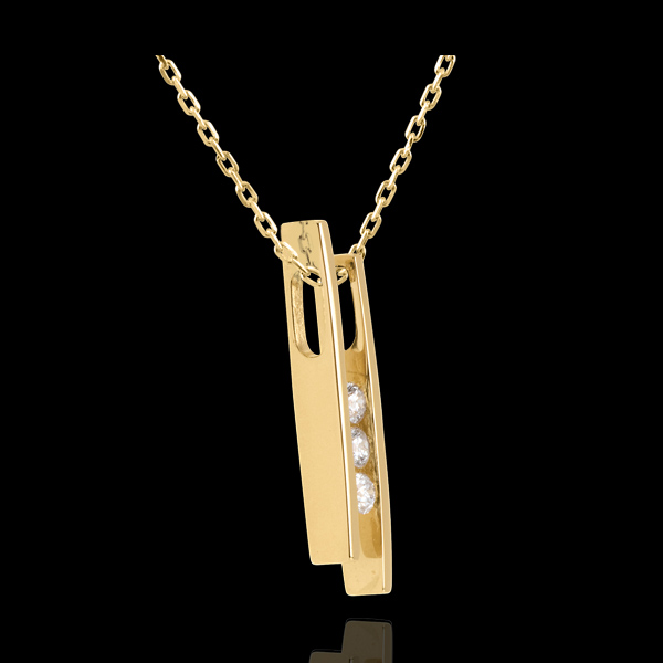 Collar Diapasón Trilogía - oro amarillo 18 quilates - 3 diamantes