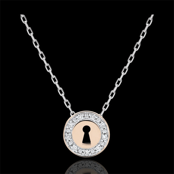 Collar Precioso Secreto - oro blanco y oro rosa 9 quiltates y diamantes