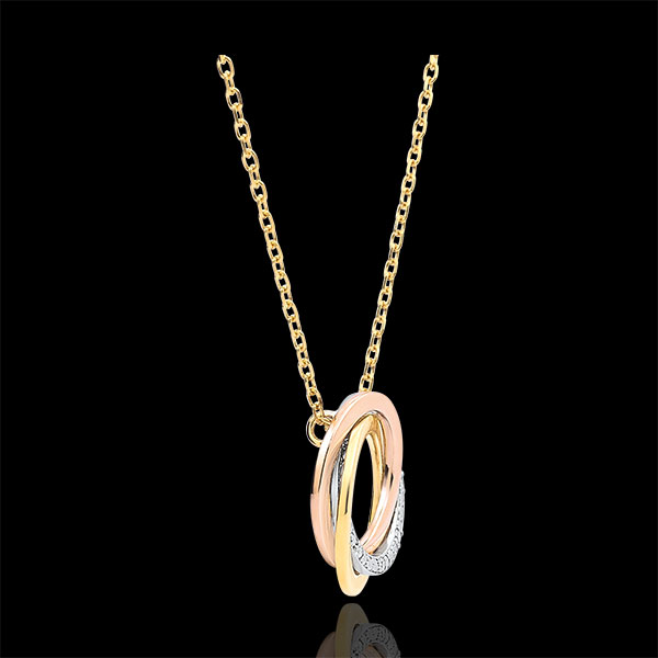 Collar Saturno - 3 oros 18 quilates y diamantes