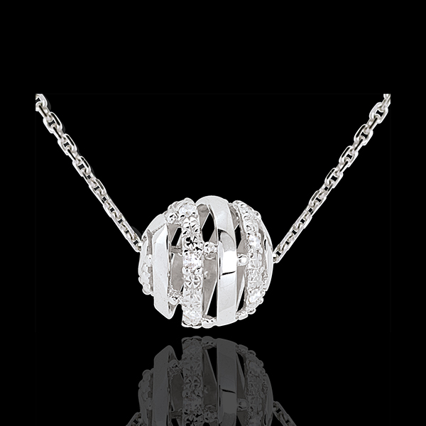 Collier Amour en Cage or blanc 9 carats - 11 diamants - 45cm