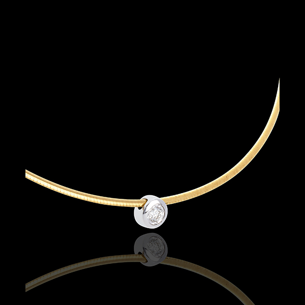 Collier Cable puce diamant - or blanc et or jaune 18 carats