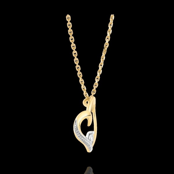 Collier coeur Amour-Amour - or blanc et or jaune 9 carats