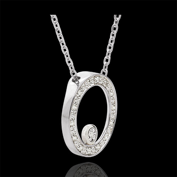 Collier Destino - Cerchio d'eleganza - Oro Bianco -18 carati - 15 Diamanti