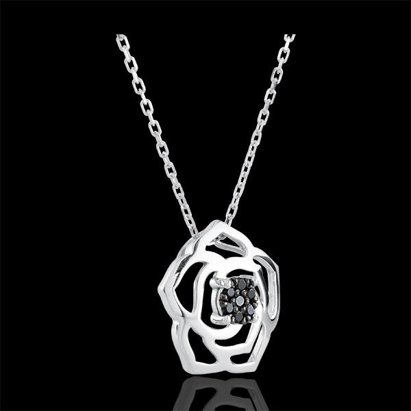 Collier Éclosion - Rose Absolue - or blanc 18 carats et diamants noirs