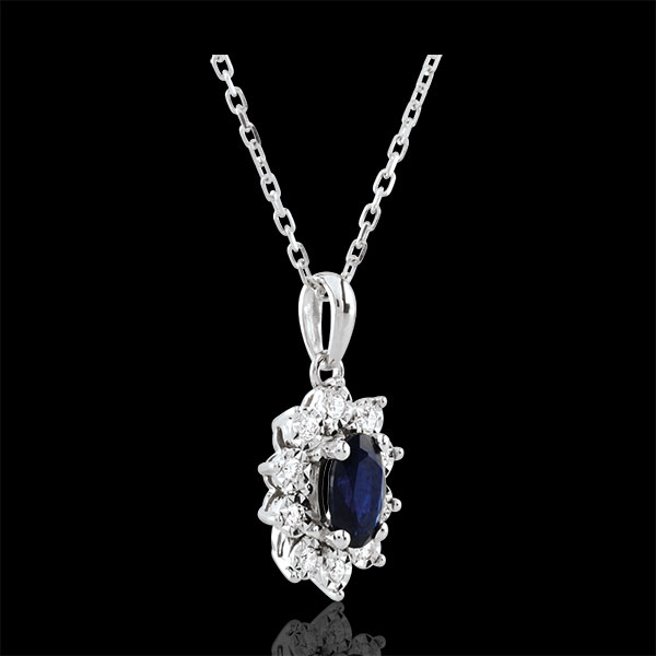 Collier Eternel Edelweiss - Marguerite Illusion - saphir et diamants - or blanc 9 carats