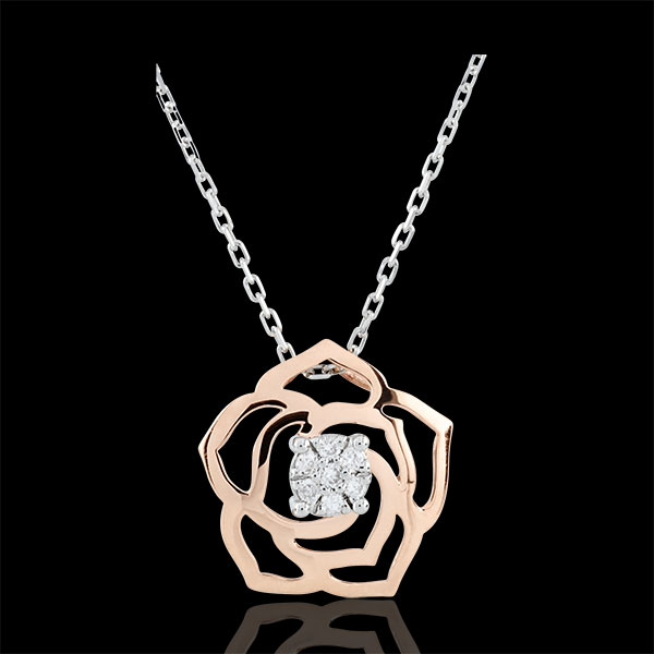 Collier Fraicheur - Rose Absolue - or blanc et or rose 9 carats