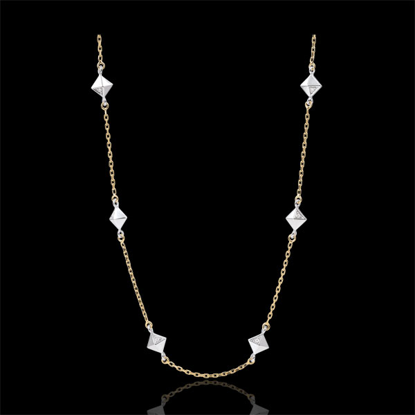 Collier Génèse - Diamants Bruts - or blanc et or jaune 18 carats