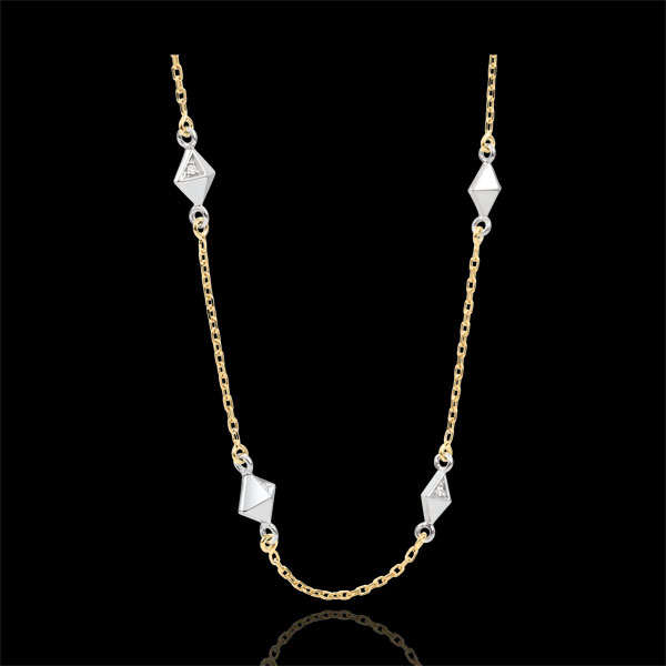 Collier Génèse - Diamants Bruts - or blanc et or jaune 18 carats
