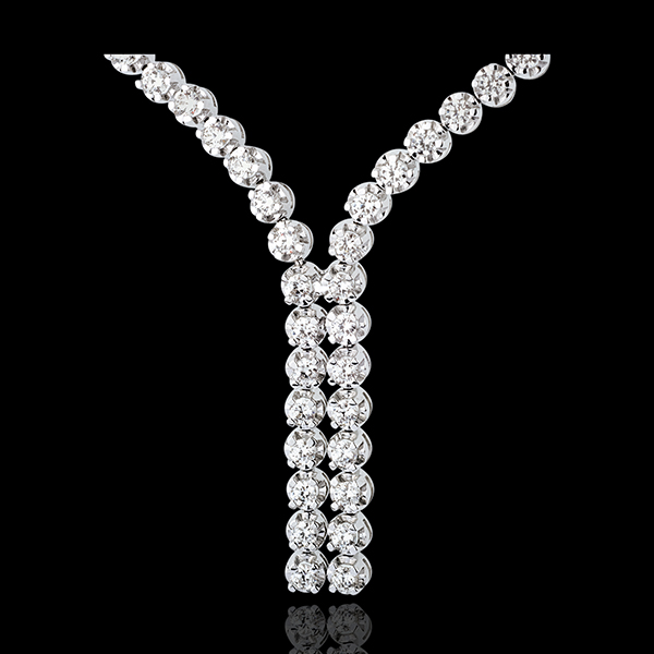 Collier Liaison diamants - 2.4 carats - 76 diamants - or blanc 18 carats